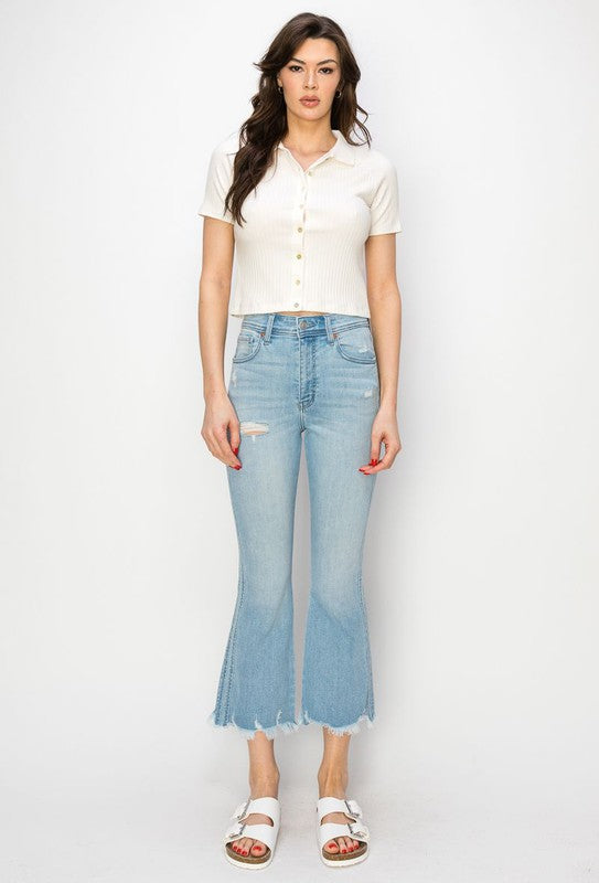 HIGH RISE CROP FLARE JEANS