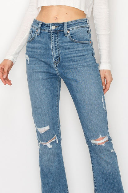 PLUS SIZE - HIGH RISE SKINNY BOOTCUT JEANS